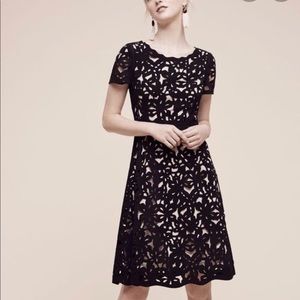 Anthro- Moulinette Soeurs Black Laser Cut Dress